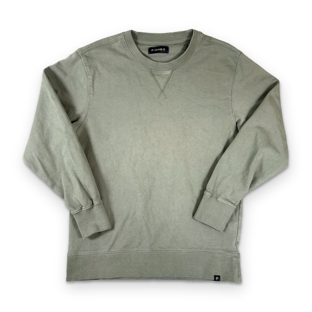 Piombo Italy Mens Sage Green Cotton Knit Crewneck Sweatshirt Size Small EU